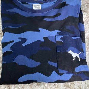 Blue camo pink long sleeved tee